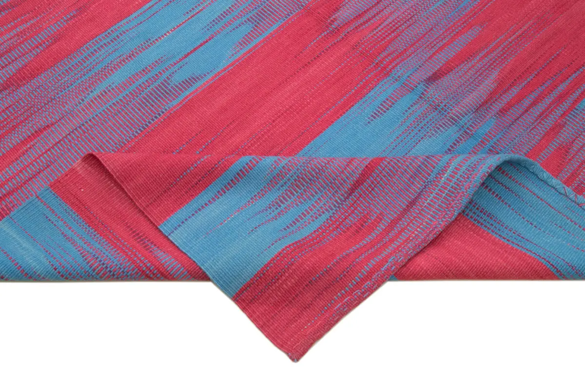 Gümgüm Modern Kırmızı Pamuk Üstü Yün El Dokuma Kilim-294x368 - Görsel 6