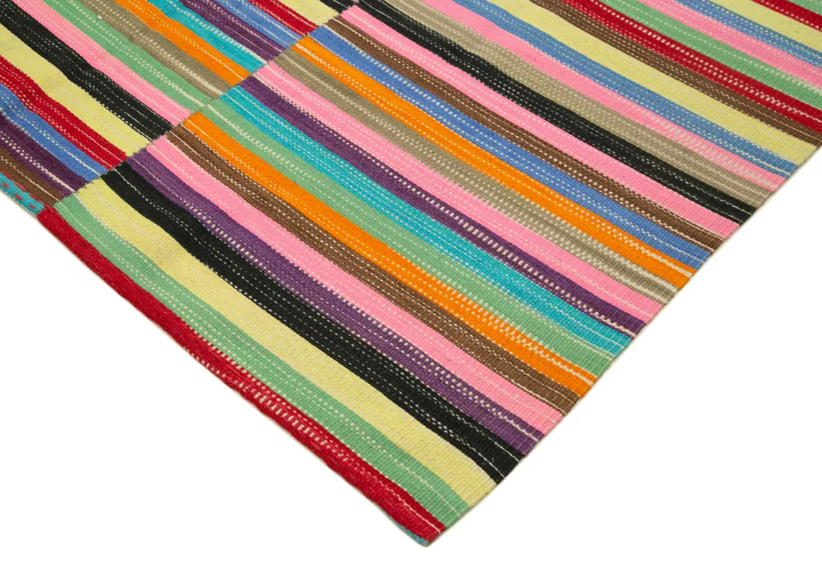 Gümgüm Modern Multi Pamuk Üstü Yün El Dokuma Kilim-296x389 - Görsel 4