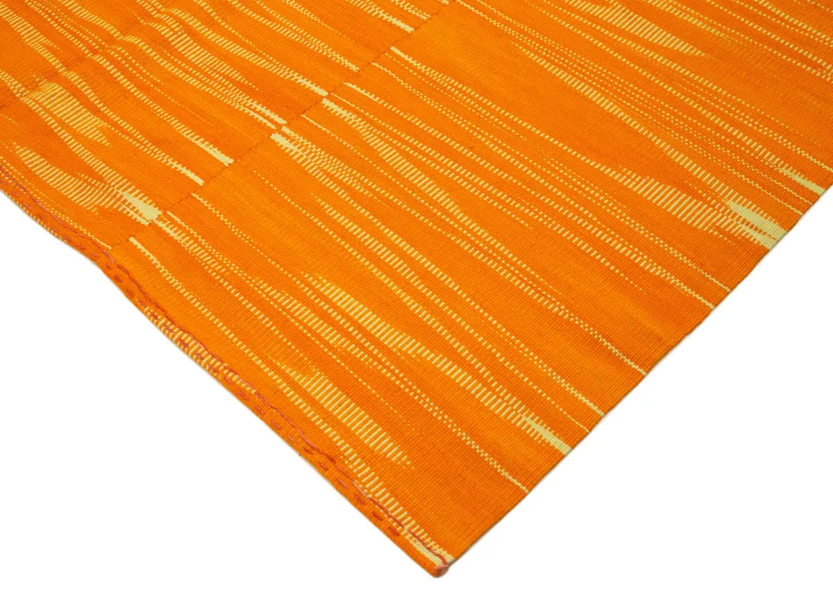 Gümgüm Modern Turuncu Pamuk Üstü Yün El Dokuma Kilim-332x393 - Görsel 4