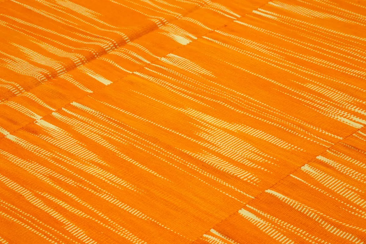 Gümgüm Modern Turuncu Pamuk Üstü Yün El Dokuma Kilim-332x393 - Görsel 5