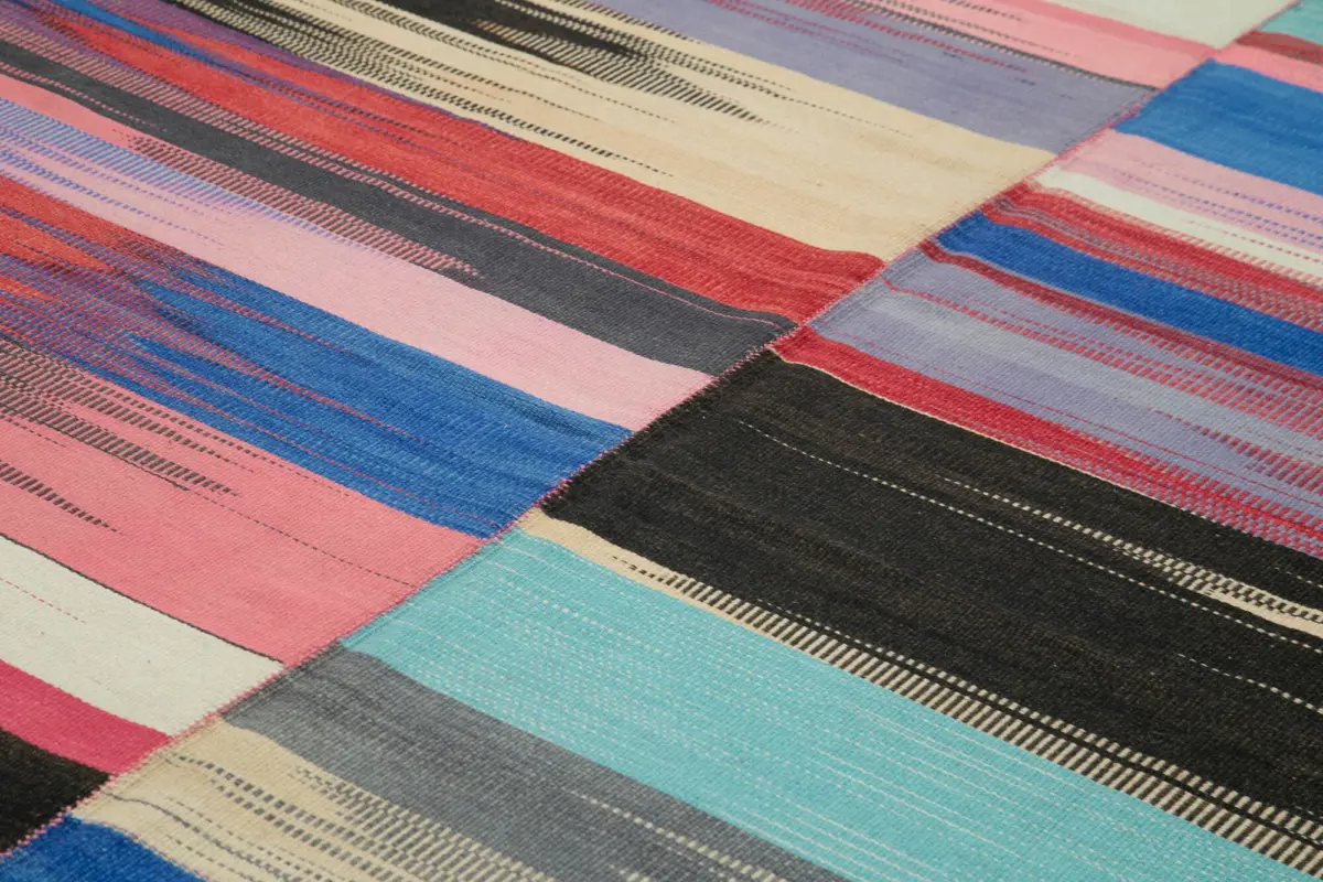 Gümgüm Modern Multi Pamuk Üstü Yün El Dokuma Kilim-298x360 - Görsel 5