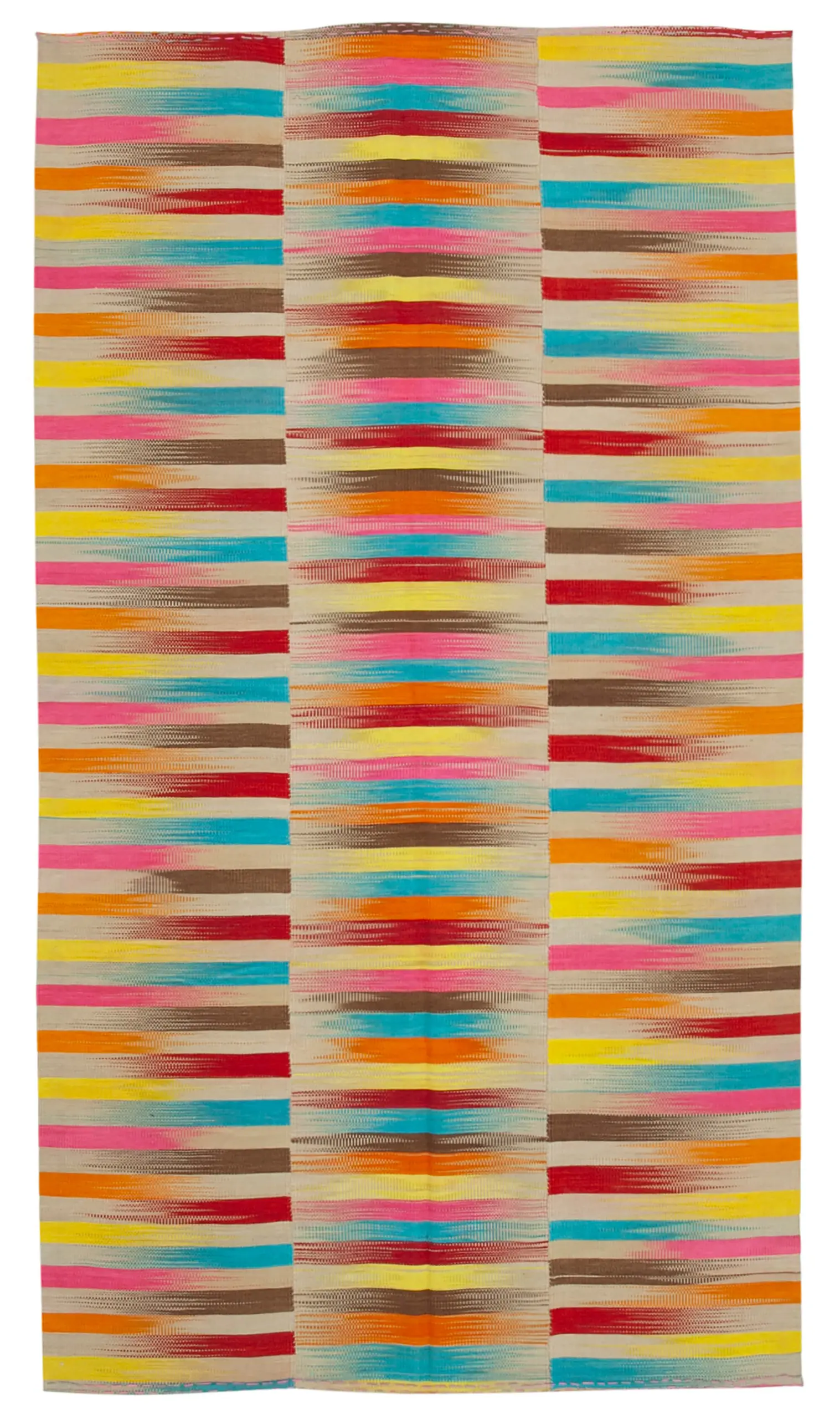 Gümgüm Modern Multi Pamuk Üstü Yün El Dokuma Kilim-198x363 - Görsel 1