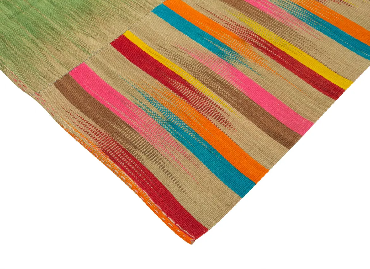 Gümgüm Modern Multi Pamuk Üstü Yün El Dokuma Kilim-211x332 - Görsel 4