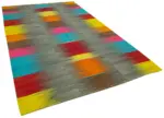 Gümgüm Modern Multi Pamuk Üstü Yün El Dokuma Kilim-210x339 - Görsel 2
