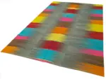 Gümgüm Modern Multi Pamuk Üstü Yün El Dokuma Kilim-210x339 - Görsel 3
