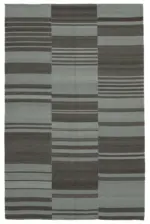 Gümgüm Modern Gri Pamuk Üstü Yün El Dokuma Kilim-213x331