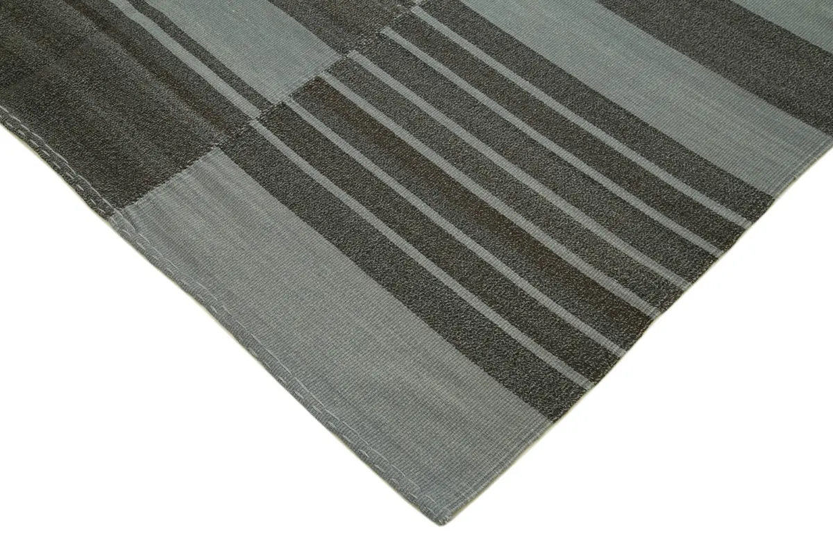 Gümgüm Modern Gri Pamuk Üstü Yün El Dokuma Kilim-213x331 - Görsel 4
