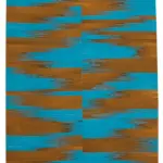 Gümgüm Modern Mavi Pamuk Üstü Yün El Dokuma Kilim-203x290