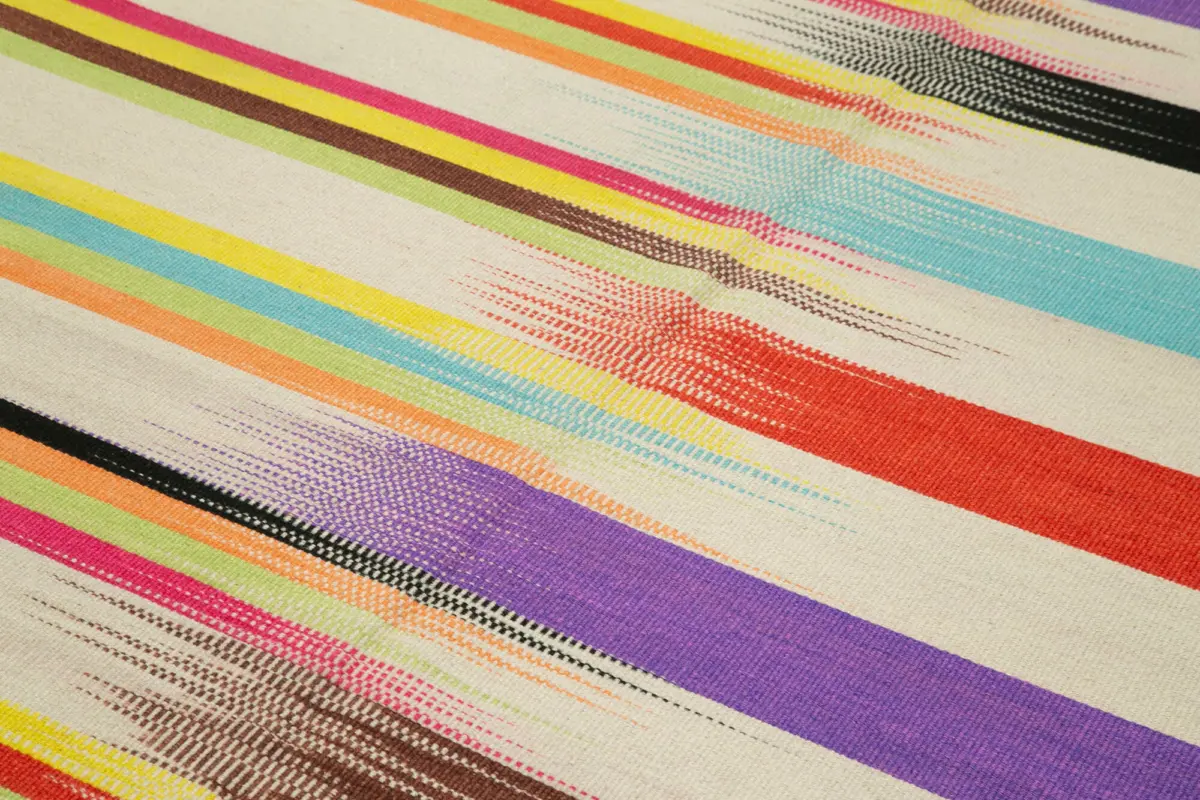 Gümgüm Modern Multi Pamuk Üstü Yün El Dokuma Kilim-181x277 - Görsel 5