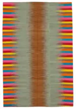 Gümgüm Modern Multi Pamuk Üstü Yün El Dokuma Kilim-211x316