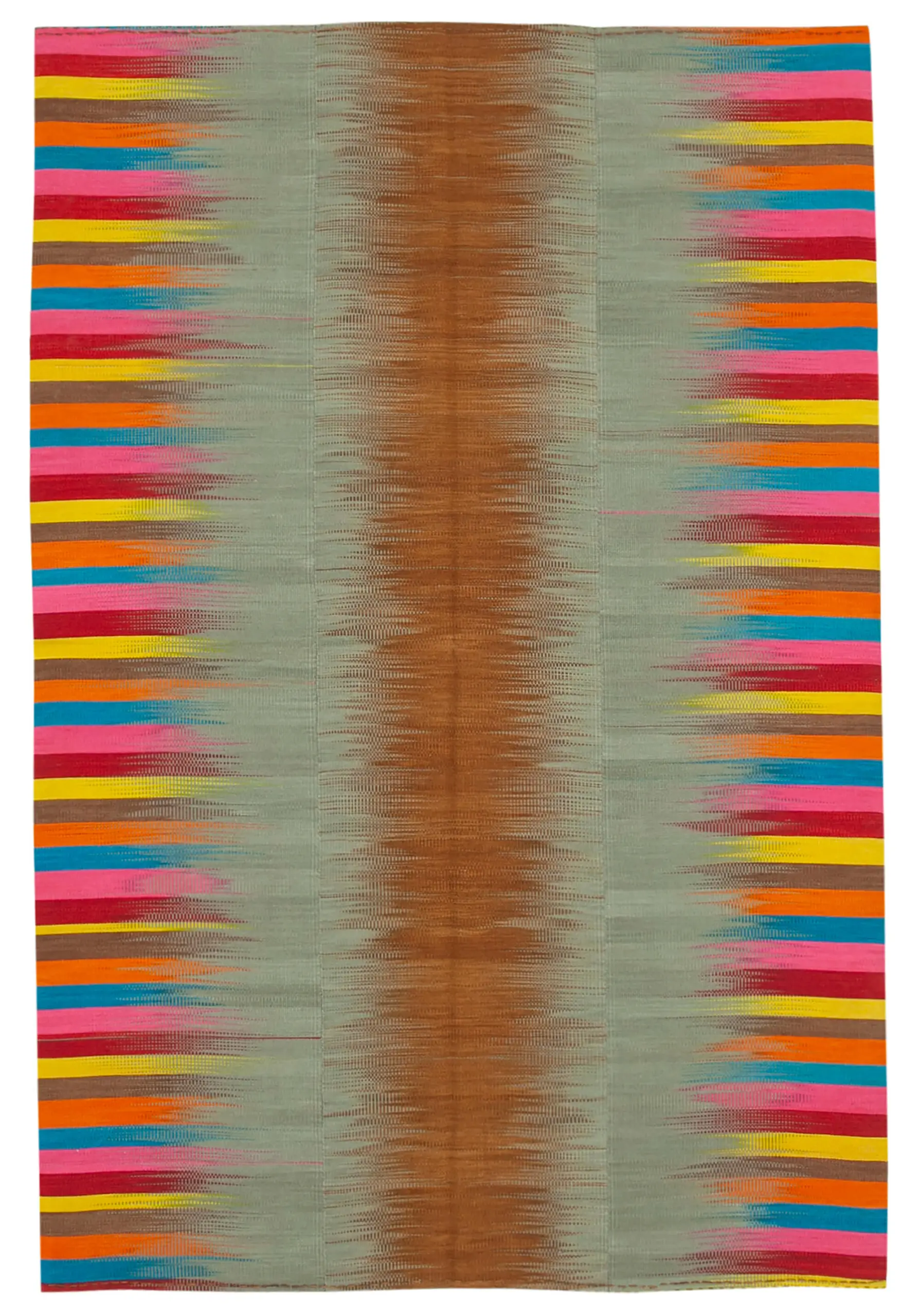Gümgüm Modern Multi Pamuk Üstü Yün El Dokuma Kilim-211x316 - Görsel 1