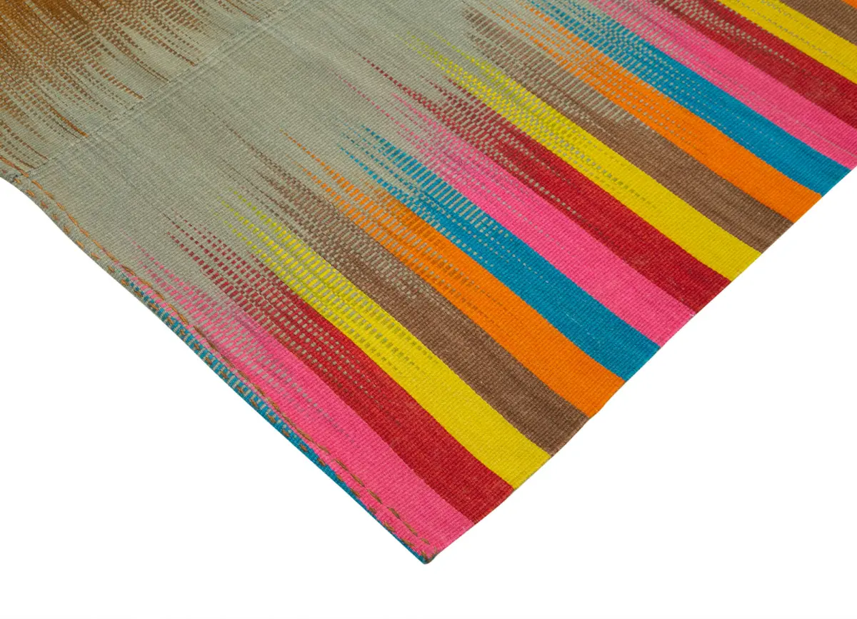 Gümgüm Modern Multi Pamuk Üstü Yün El Dokuma Kilim-211x316 - Görsel 4