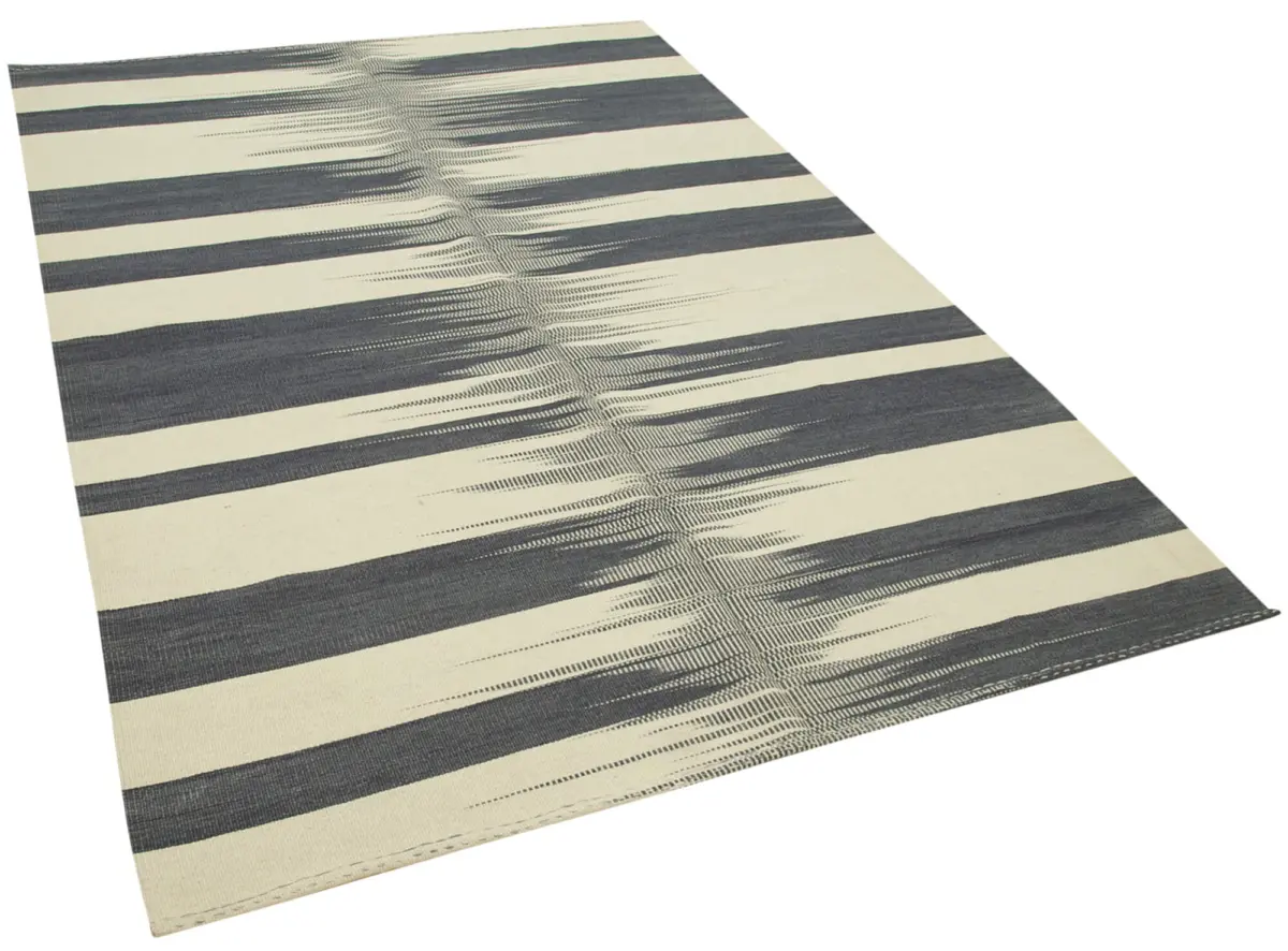 Gümgüm Modern Bej Pamuk Üstü Yün El Dokuma Kilim-177x276 - Görsel 2