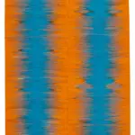 Gümgüm Modern Turuncu Pamuk Üstü Yün El Dokuma Kilim-203x287