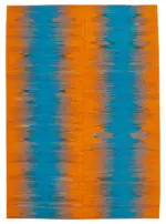 Gümgüm Modern Turuncu Pamuk Üstü Yün El Dokuma Kilim-203x287