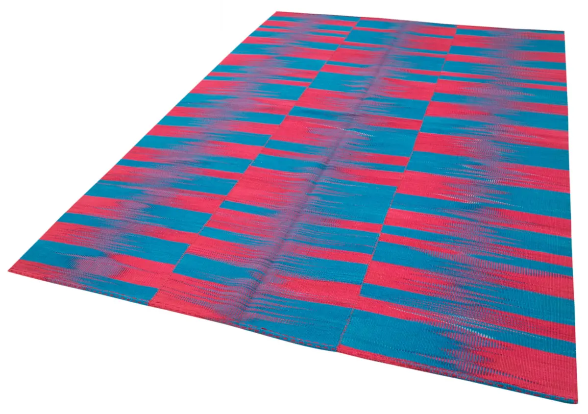 Gümgüm Modern Multi Pamuk Üstü Yün El Dokuma Kilim-204x280 - Görsel 3