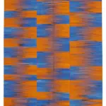 Gümgüm Modern Turuncu Pamuk Üstü Yün El Dokuma Kilim-206x278