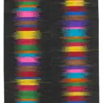 Gümgüm Modern Siyah Pamuk Üstü Yün El Dokuma Kilim-204x291