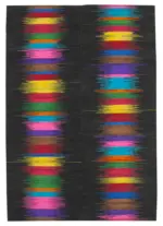 Gümgüm Modern Siyah Pamuk Üstü Yün El Dokuma Kilim-204x291