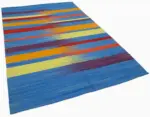 Gümgüm Modern Multi Pamuk Üstü Yün El Dokuma Kilim-181x279 - Görsel 2