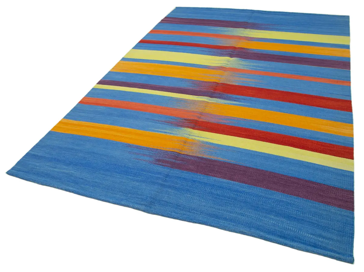 Gümgüm Modern Multi Pamuk Üstü Yün El Dokuma Kilim-181x279 - Görsel 3
