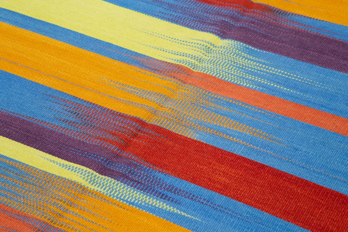 Gümgüm Modern Multi Pamuk Üstü Yün El Dokuma Kilim-181x279 - Görsel 5