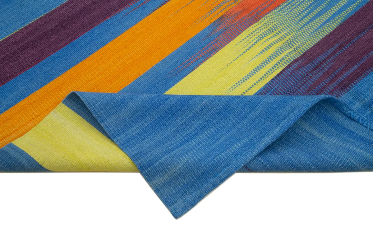 Gümgüm Modern Multi Pamuk Üstü Yün El Dokuma Kilim-181x279 - Görsel 6