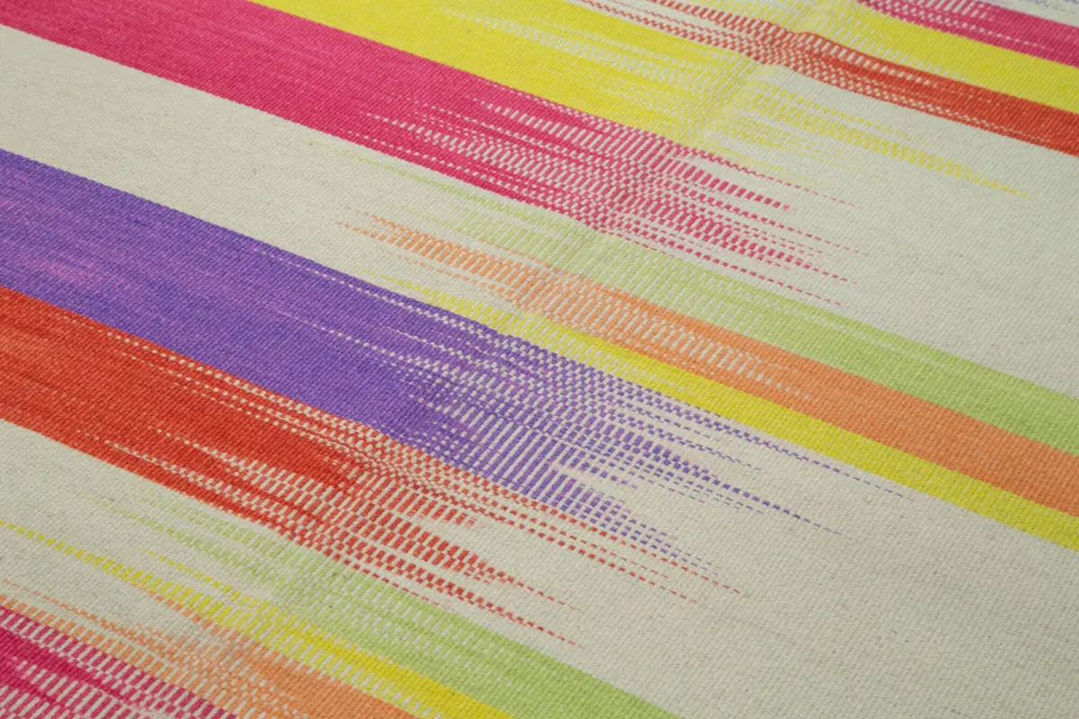 Gümgüm Modern Multi Pamuk Üstü Yün El Dokuma Kilim-181x279 - Görsel 5