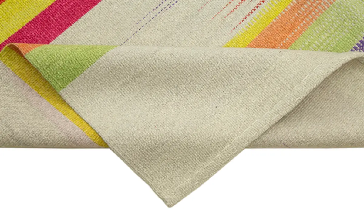 Gümgüm Modern Multi Pamuk Üstü Yün El Dokuma Kilim-181x279 - Görsel 6