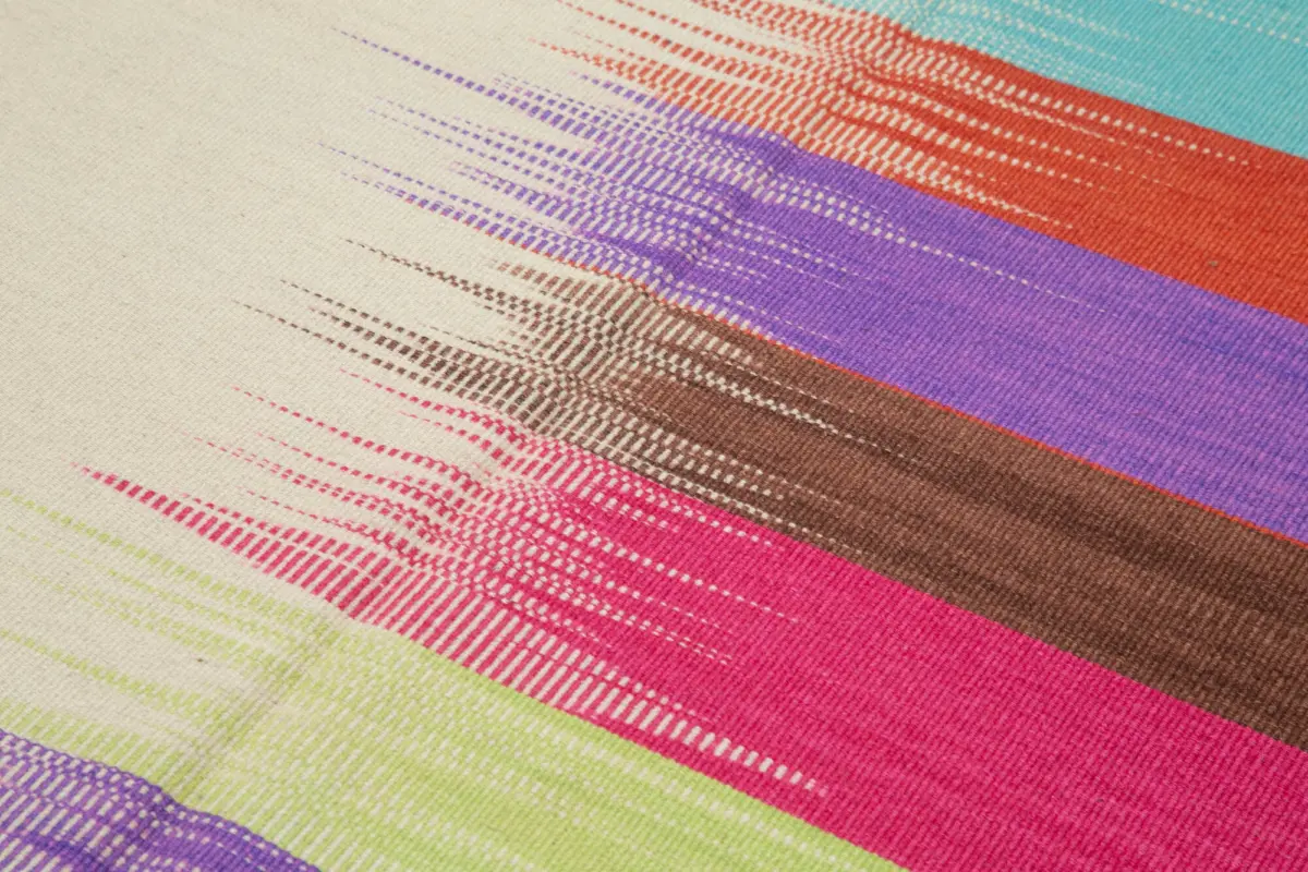 Gümgüm Modern Multi Pamuk Üstü Yün El Dokuma Kilim-180x262 - Görsel 5