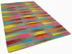 Gümgüm Modern Multi Pamuk Üstü Yün El Dokuma Kilim-196x304 - Görsel 2