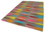 Gümgüm Modern Multi Pamuk Üstü Yün El Dokuma Kilim-196x304 - Görsel 3