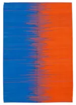 Gümgüm Modern Mavi Pamuk Üstü Yün El Dokuma Kilim-178x265