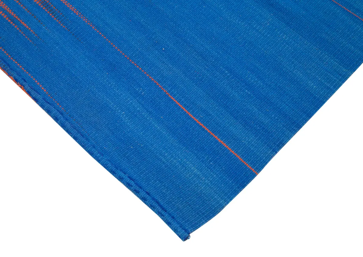 Gümgüm Modern Mavi Pamuk Üstü Yün El Dokuma Kilim-178x265 - Görsel 4