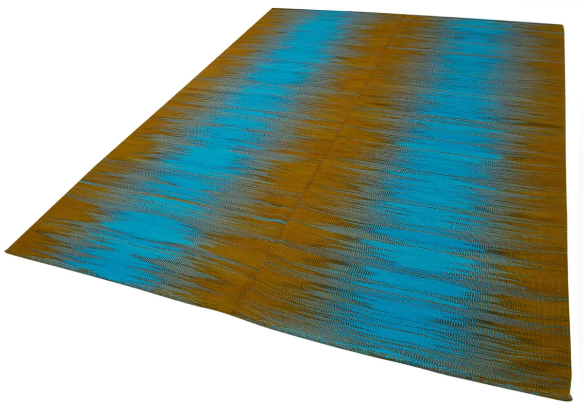 Gümgüm Modern Kahverengi Pamuk Üstü Yün El Dokuma Kilim-206x290 - Görsel 3