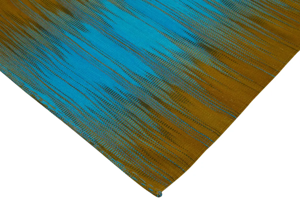 Gümgüm Modern Kahverengi Pamuk Üstü Yün El Dokuma Kilim-206x290 - Görsel 4