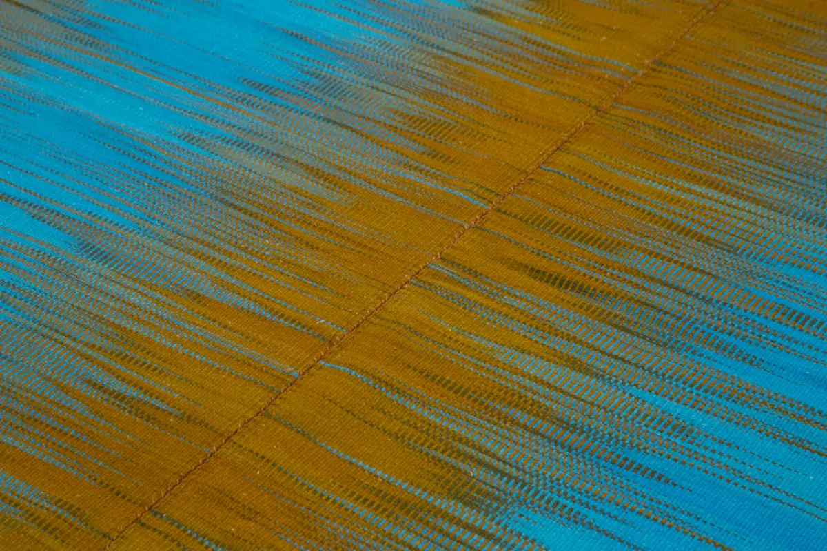 Gümgüm Modern Kahverengi Pamuk Üstü Yün El Dokuma Kilim-206x290 - Görsel 5