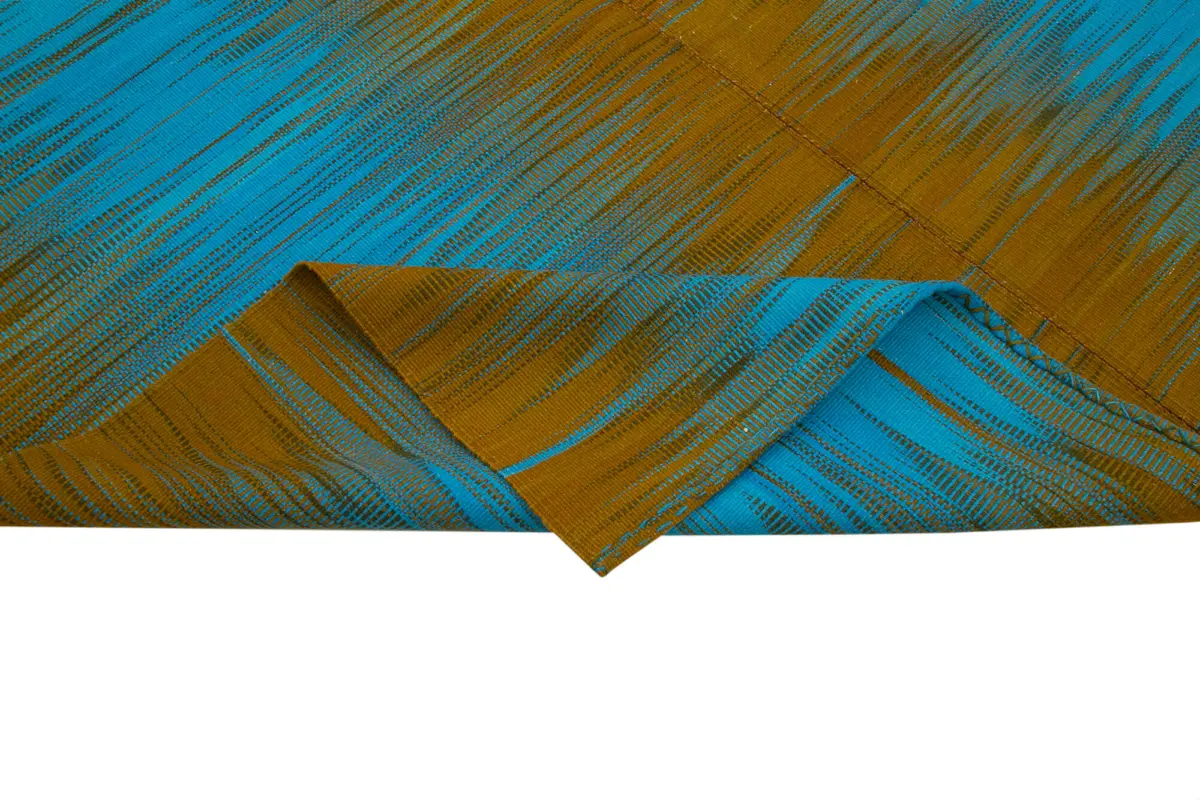 Gümgüm Modern Kahverengi Pamuk Üstü Yün El Dokuma Kilim-206x290 - Görsel 6