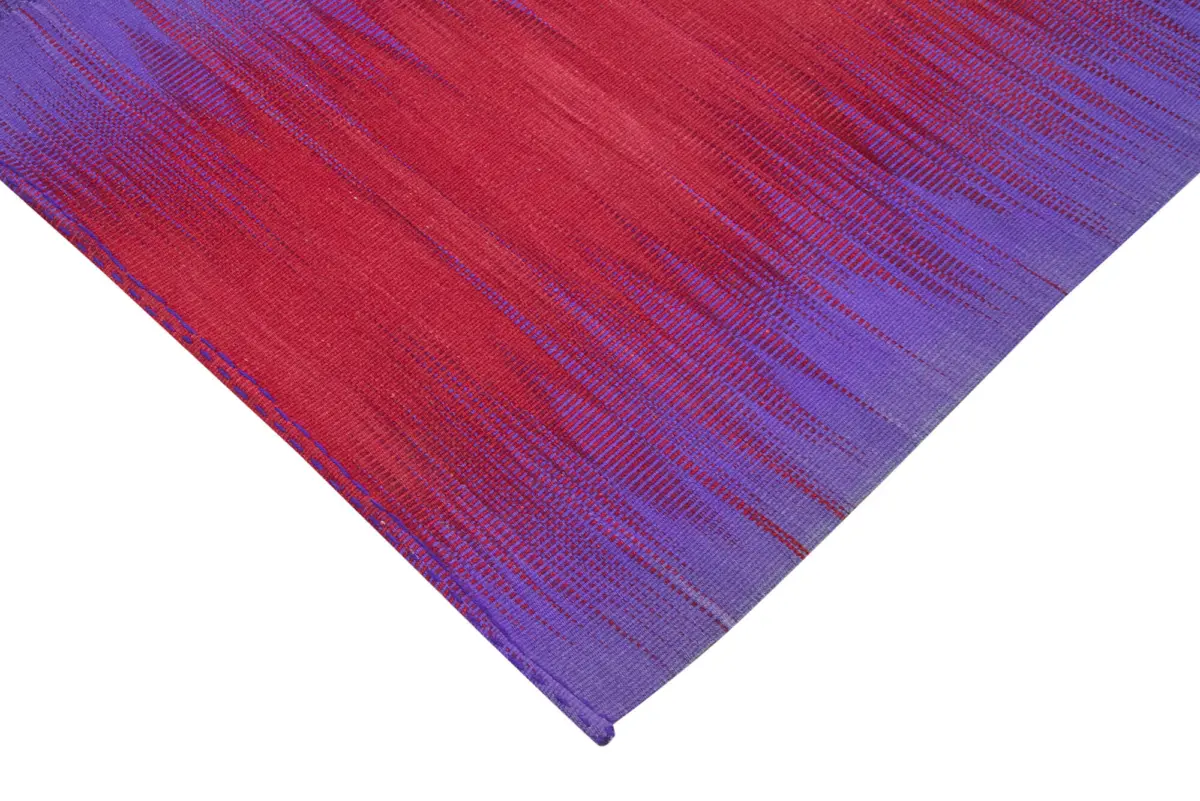 Gümgüm Modern Mor Pamuk Üstü Yün El Dokuma Kilim-201x287 - Görsel 4