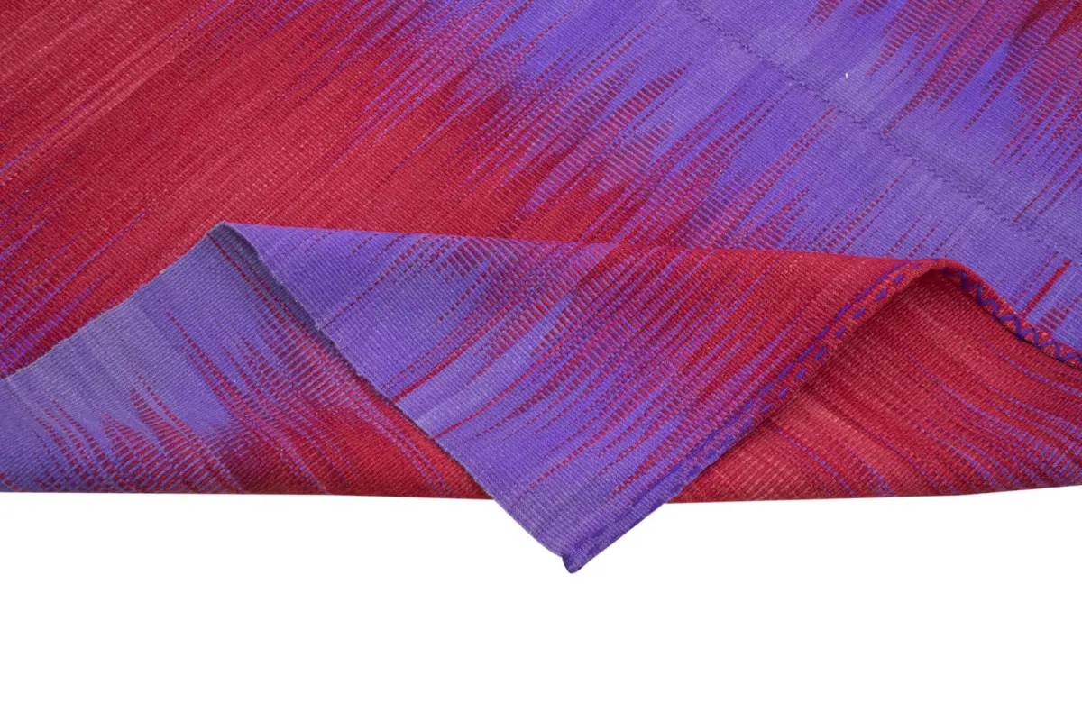 Gümgüm Modern Mor Pamuk Üstü Yün El Dokuma Kilim-201x287 - Görsel 6