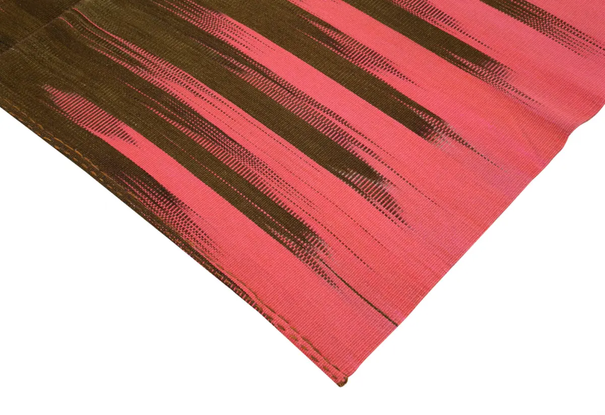 Gümgüm Modern Pembe Pamuk Üstü Yün El Dokuma Kilim-199x283 - Görsel 4