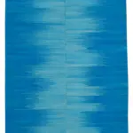 Gümgüm Modern Mavi Pamuk Üstü Yün El Dokuma Kilim-206x283