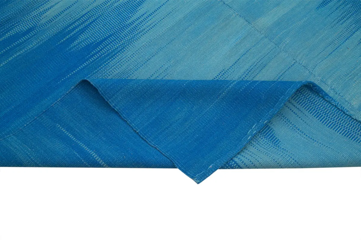 Gümgüm Modern Mavi Pamuk Üstü Yün El Dokuma Kilim-206x283 - Görsel 6