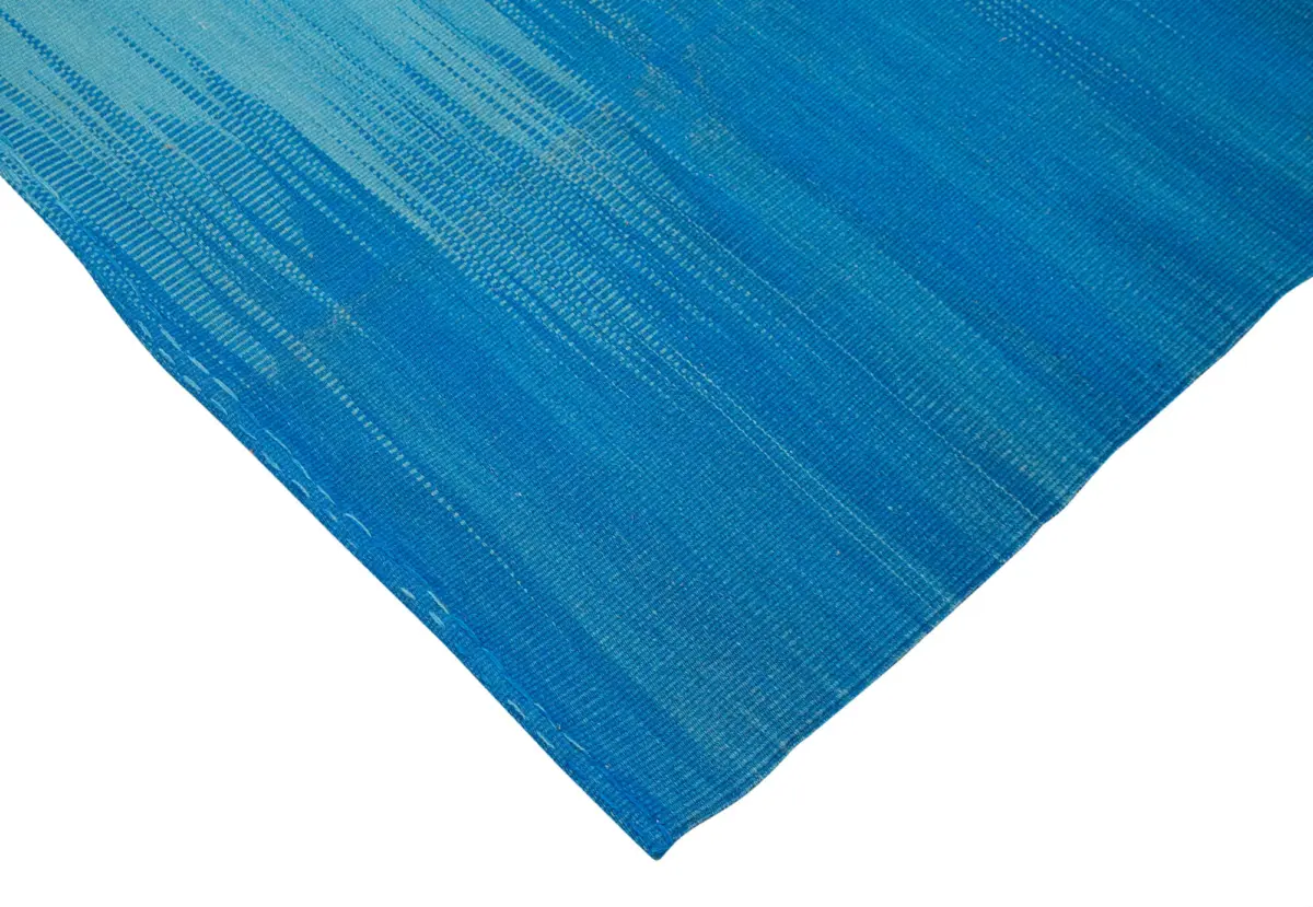 Gümgüm Modern Mavi Pamuk Üstü Yün El Dokuma Kilim-207x263 - Görsel 4