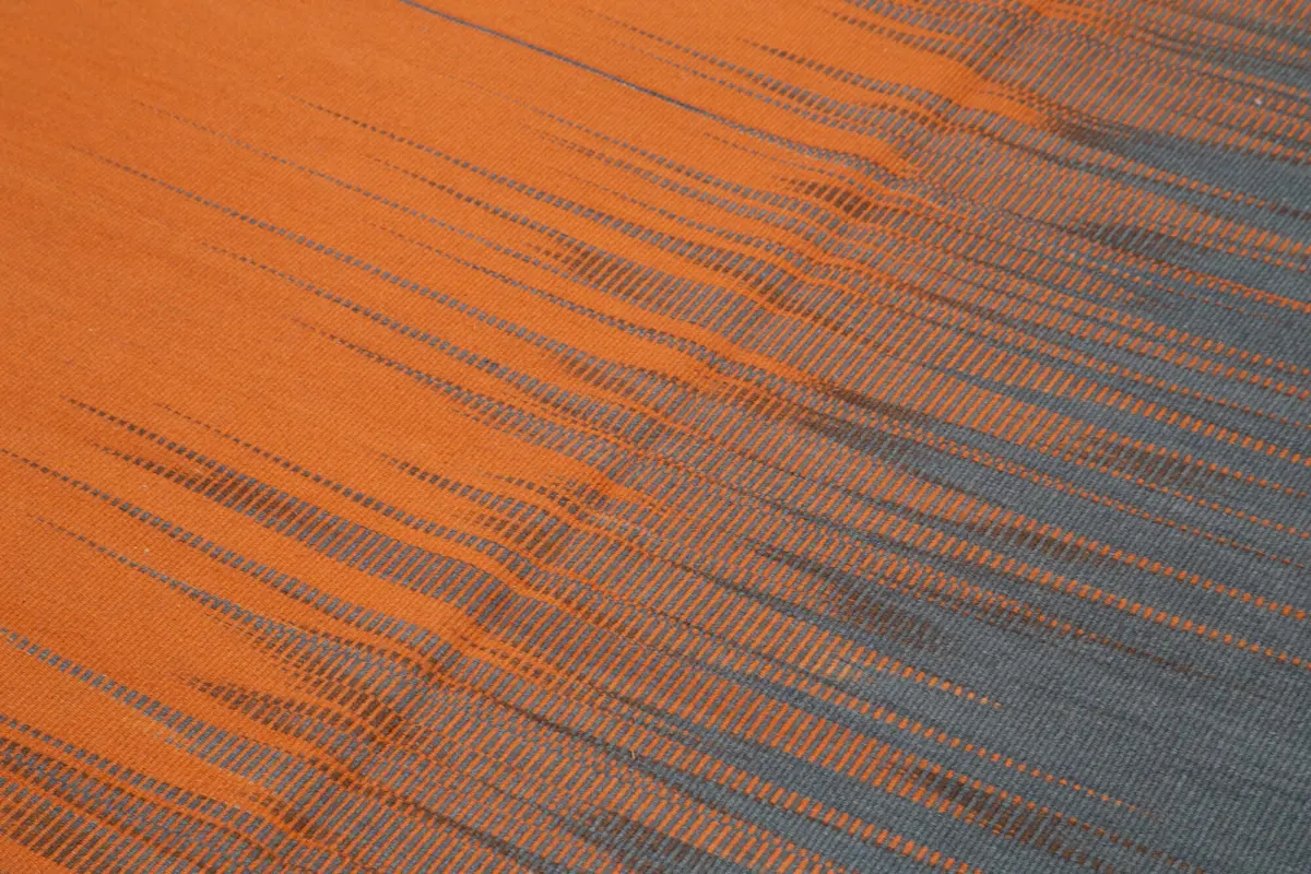 Gümgüm Modern Turuncu Pamuk Üstü Yün El Dokuma Kilim-179x265 - Görsel 5