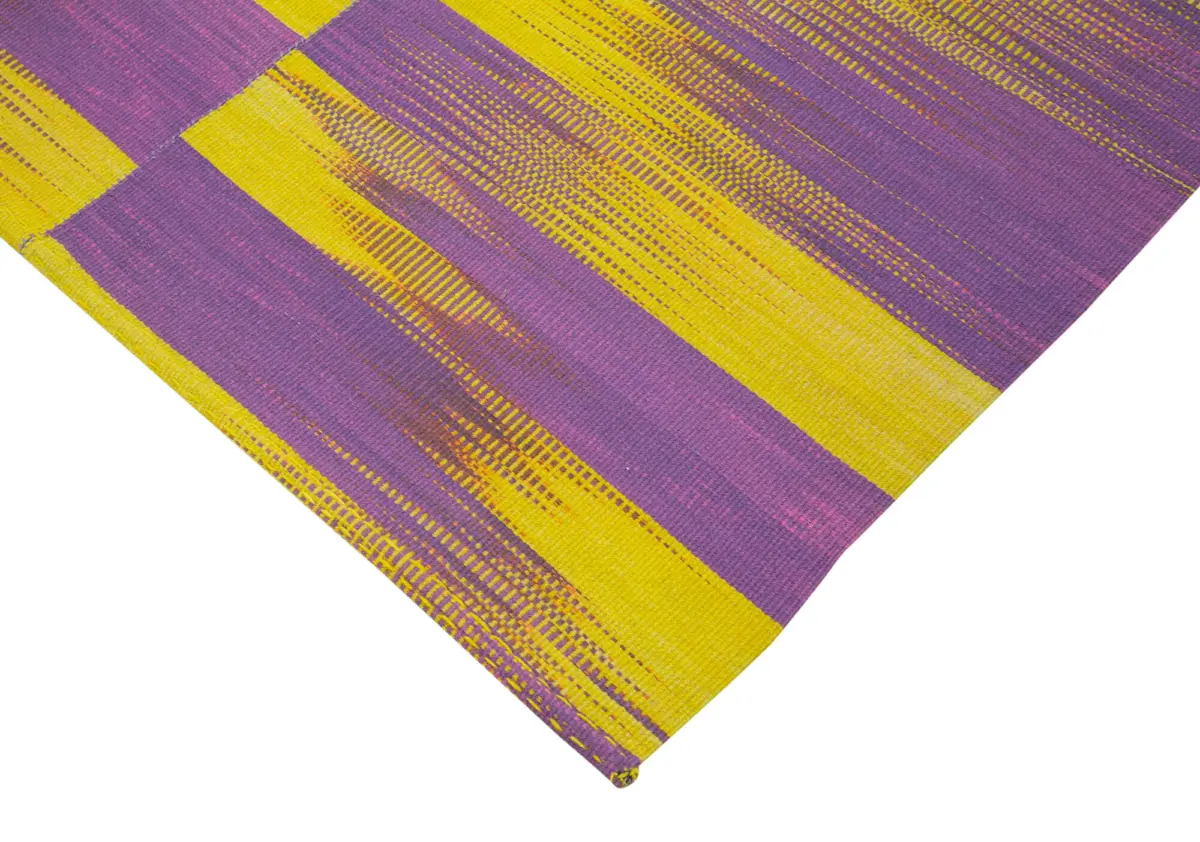 Gümgüm Modern Mor Pamuk Üstü Yün El Dokuma Kilim-213x279 - Görsel 4