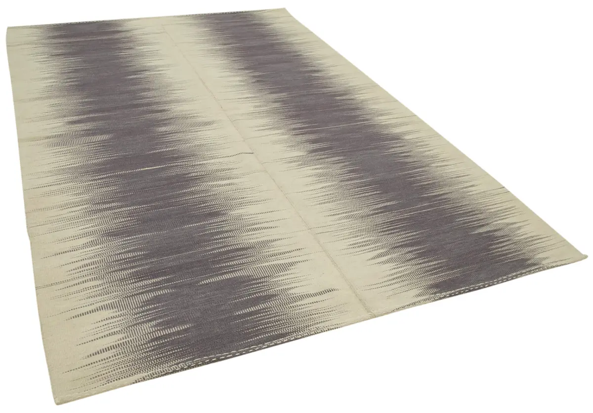 Gümgüm Modern Mor Pamuk Üstü Yün El Dokuma Kilim-199x292 - Görsel 2