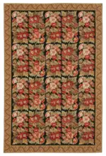 Needlepoint Kahverengi Pamuk Üzerine Yün El Dokuma Halı-183x278