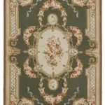 Needlepoint Bej Pamuk Üzerine Yün El Dokuma Halı-117x174