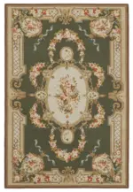 Needlepoint Bej Pamuk Üzerine Yün El Dokuma Halı-117x174